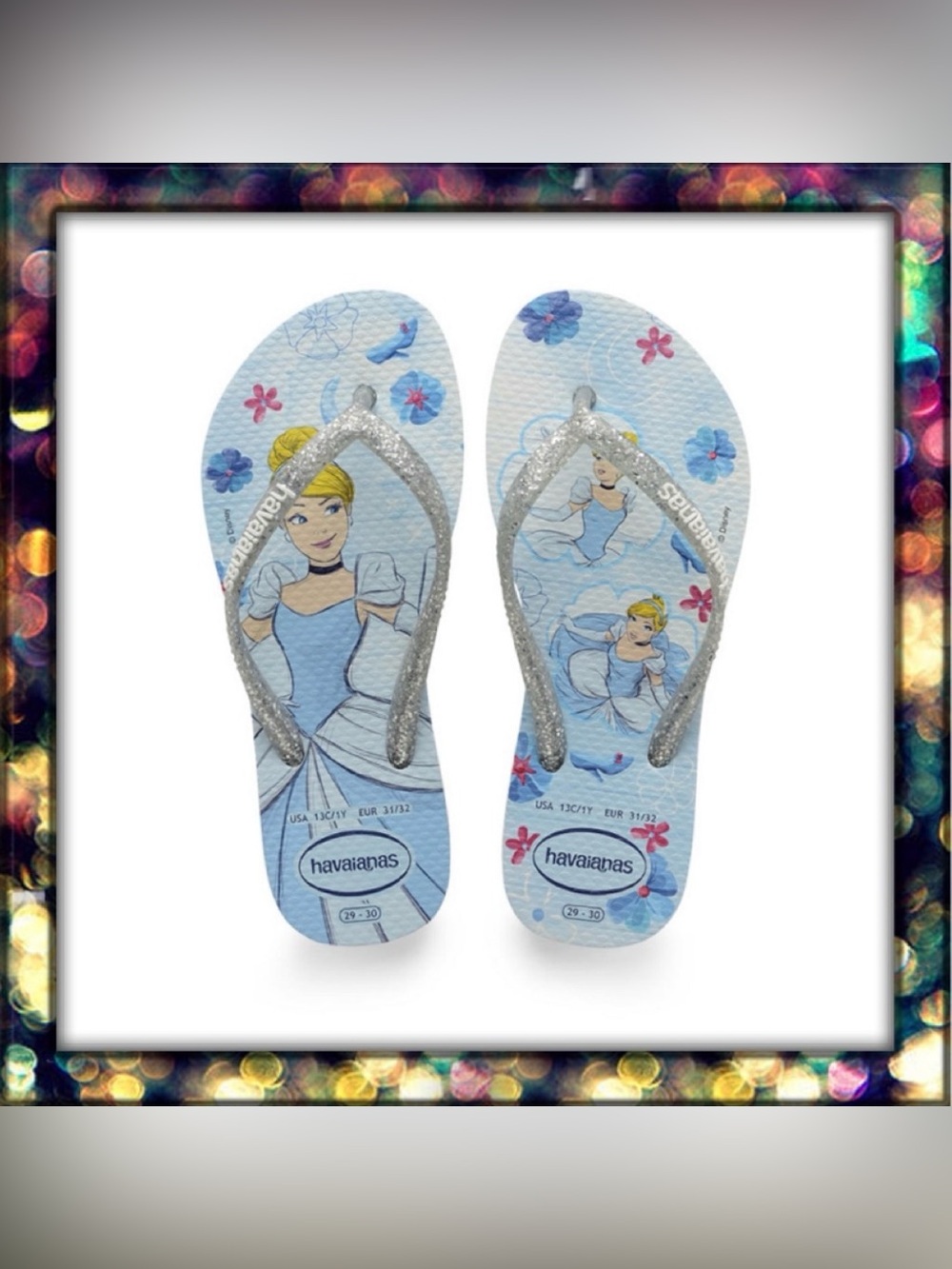 {Havaianas} Cinderella Glitter Strap Flip Flops